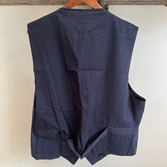 Vintage Polo Ralph Lauren blue label cotton navy button belted work vest Size 2X - Picture 5 of 6